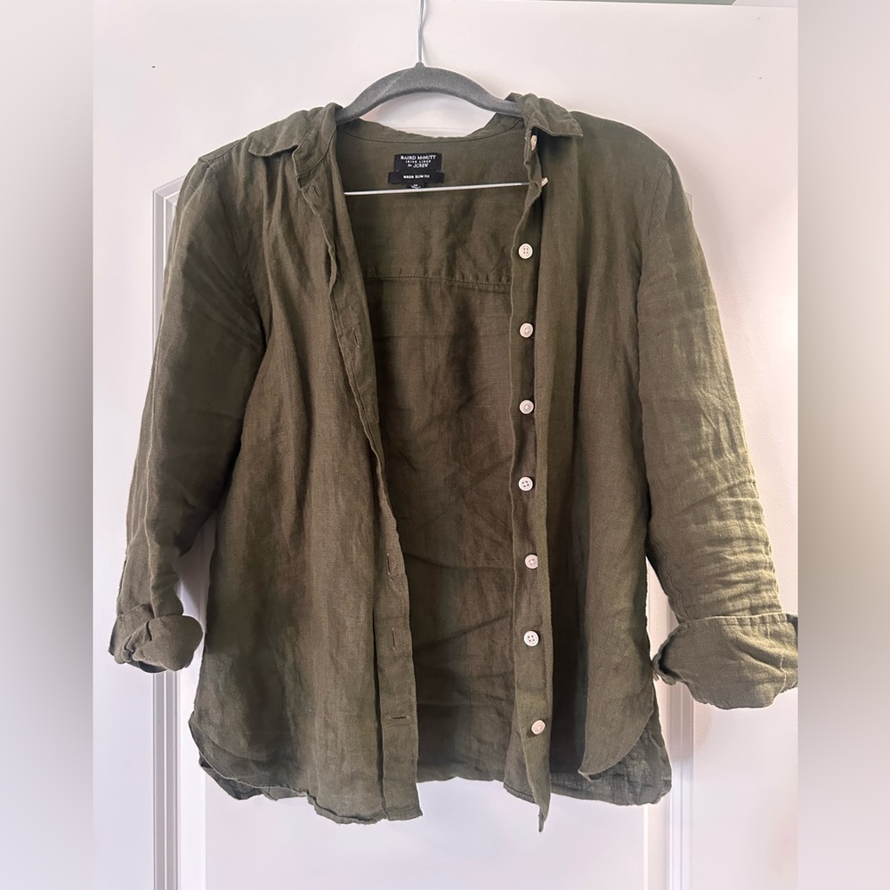 J.Crew Baird McNutt Irish Linen Shirt in Olive